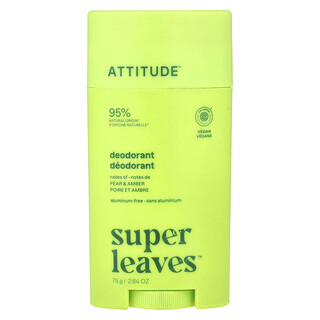 ATTITUDE, Super Leaves™, Deodorant Stick, Pear & Amber, 2.64 oz (75 g)