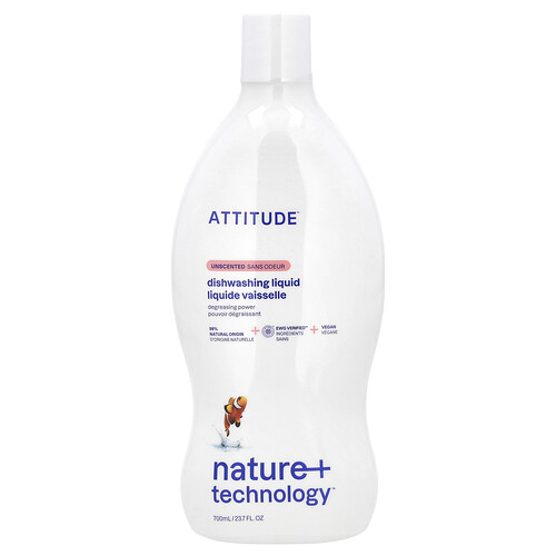 Attitude Dishwashing Liquid, Unscented, 23.7 fl oz (700 ml)