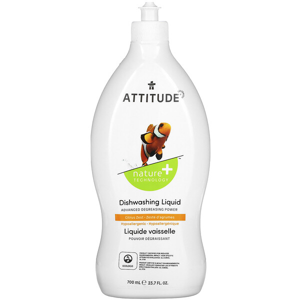 ATTITUDE‏, נוזל כלים, קליפות הדרים, 700 מ"ל (23.7fl.oz)