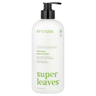 ATTITUDE, Super Leaves™, Jabón para manos, Hojas de olivo, 473 ml (16 oz. líq.)