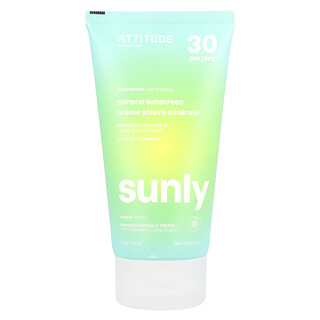 ATTITUDE, Sunly, минеральное солнцезащитное средство, SPF 30, без запаха, 150 г (5,2 унции)