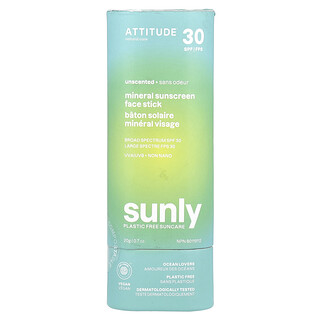 ATTITUDE, Sunly, Écran solaire minéral en bâton, FPS 30, Sans parfum, 20 g