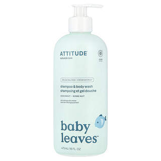 ATTITUDE, Baby Leaves™, Shampooing et gel douche, Bonne nuit, 473 ml