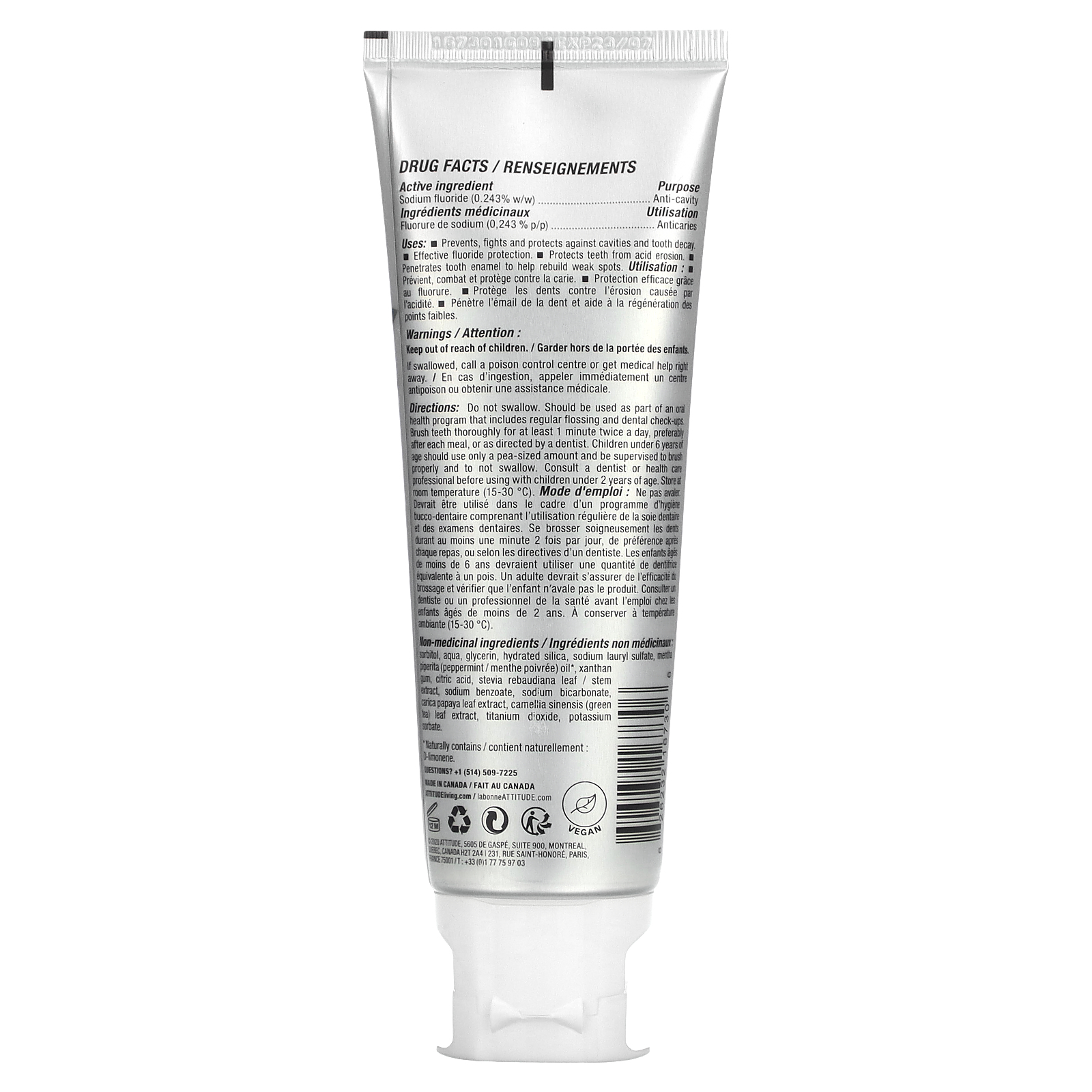 ATTITUDE, Toothpaste, Anticavity with Fluoride, Fresh Breath