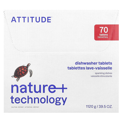 Product Image for ATTITUDE, Dishwasher Tablets, 70 Tablets, 39.5 oz (1,120 g)