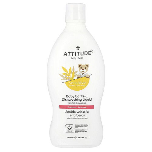 ATTITUDE, Babyflaschen- und Geschirrspülmittel, ohne Duftstoffe, 700 ml