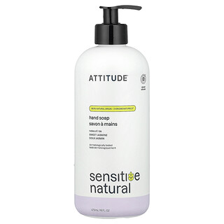ATTITUDE, Sensitive Natural, Jabón para manos, Jazmín dulce, 473 ml (16 oz. líq.)