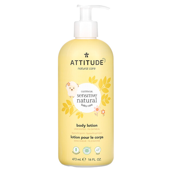 ATTITUDE, Oatmeal Sensitive Natural, Body Lotion, Unscented, 16 fl oz (473 ml)