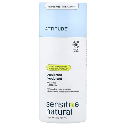 ATTITUDE Sensitive Natural Deodorant Unscented 2.64 oz (75 g)