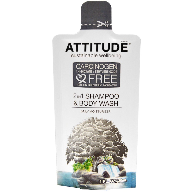 ATTITUDE, 2in1 Shampoo & Body Wash Daily Moisturizer, 1 fl oz (30 ml