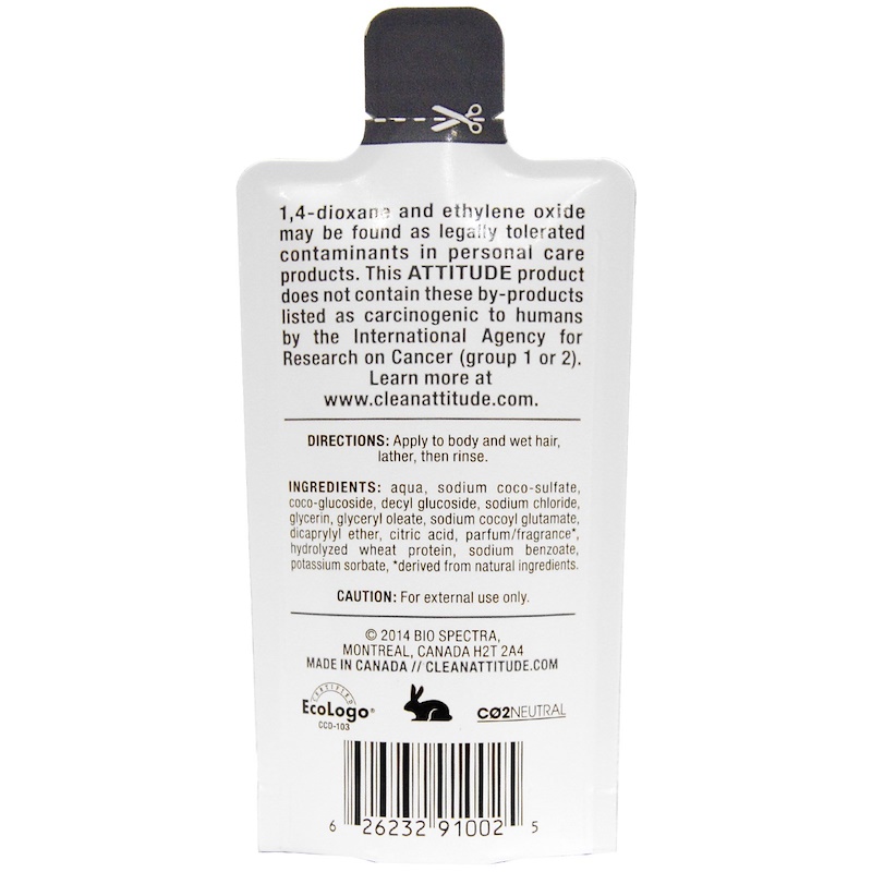 ATTITUDE, 2in1 Shampoo & Body Wash Daily Moisturizer, 1 fl oz (30 ml