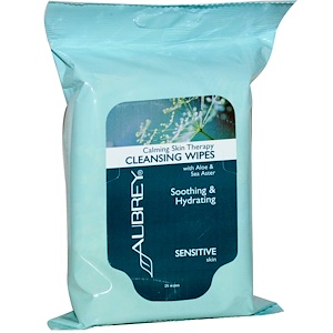 Обри Органикс, Calming Skin Therapy, Cleansing Wipes, 25 Wipes отзывы