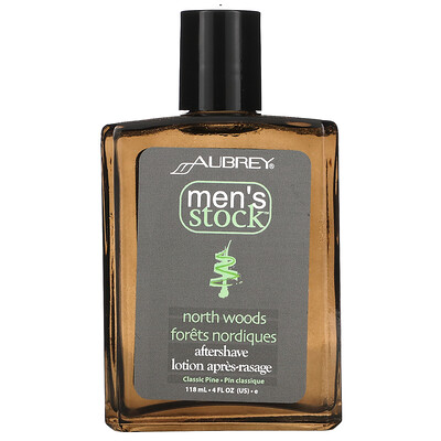

Aubrey Organics Men's Stock, бальзам после бритья North Woods, классическая сосна, 4 жидкие унции (118 мл)