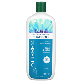 Aubrey Organics, 頭皮救濟洗髮水，茶樹&月見草，16液體盎司（473ml）
