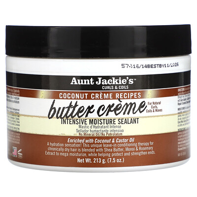 

Aunt Jackie's Curls & Coils Butter Creme, интенсивный увлажняющий герметик, 213 г (7,5 унции)