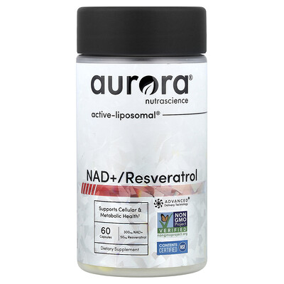 Aurora Nutrascience, NAD+/resveratrol, 60 cápsulas
