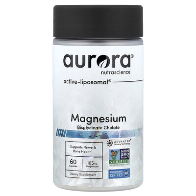 Aurora Nutrascience, Quelato de bisglicinato de magnesio, 60 cápsulas