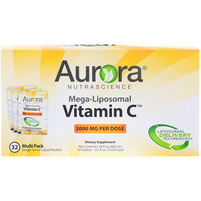 Aurora Nutrascience Мега-липосомальный витамин С, 3000 мг, 32 порционных упаковок, 15 мл (0,5 жидких унции) каждая