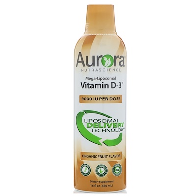Aurora Nutrascience Mega-Liposomal 維生素 D3,有機水果味,9000 IU,16 液體盎司(480 毫升)