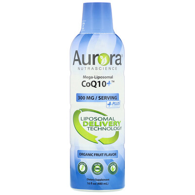 Aurora Nutrascience Mega-Liposomal CoQ10, органический фруктовый вкус, 300 мг, 480 мл (16 жидк. унций)