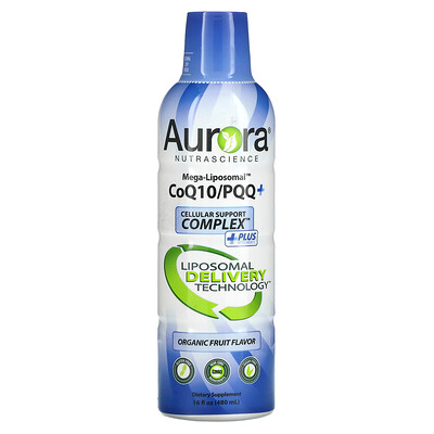 

Aurora Nutrascience Mega-Liposomal CoQ10/PQQ+, коэнзим Q10 и пирролохинолинхинон+, со вкусом органических фруктов, 480 мл (16 жидк. унций)