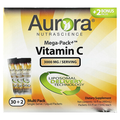 

Aurora Nutrascience Mega-Pack+ Vitamin C 3 000 mg 32 Packs 0.5 fl oz (15 ml) Each