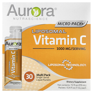 Aurora Nutrascience, Vitamina C liposomal Micro-Pack+®, 30 sobres, 7 ml (0,24 oz. líq.) cada uno