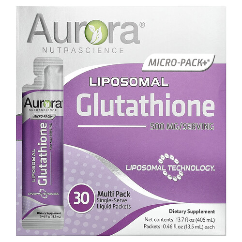 Aurora Nutrascience, Mega-Pack+, Liposomal Glutathione, liposomales Glutathion, 30 Päckchen, je 13,5 ml (0,46 fl. oz.)