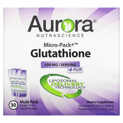 

Aurora Nutrascience Micro-Pack+ Glutathione 500 mg 30 Packets 0.34 fl oz (10 ml) Each