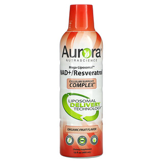 Aurora Nutrascience, Мега-липосомальный НАД + / ресвератрол, органические фрукты, 480 мл (16 жидк. Унций)