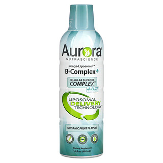 Aurora Nutrascience, Mega-Liposomal B 復合物+，有機水果味，16 液量盎司（480 毫升）