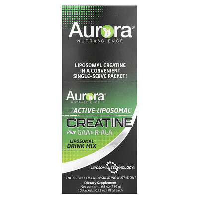 Product Image for Aurora Nutrascience, Active-Liposomal Creatine Plus GAA & R-ALA, 10 Packets 0.63 oz (18 g) Each