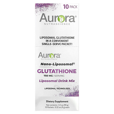 Product Image for Aurora Nutrascience, Nano-Liposomal , Glutathione, Liposomal Drink Mix, 10 Packets, 0.32 oz (9 g) Each