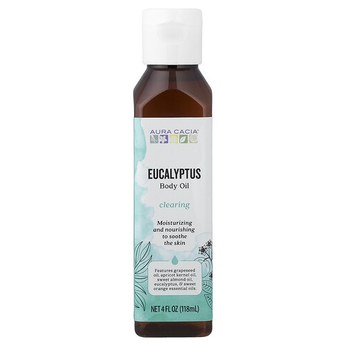 Aura Cacia Body Oil, Clearing, Eucalyptus, 4 fl oz (118 ml)