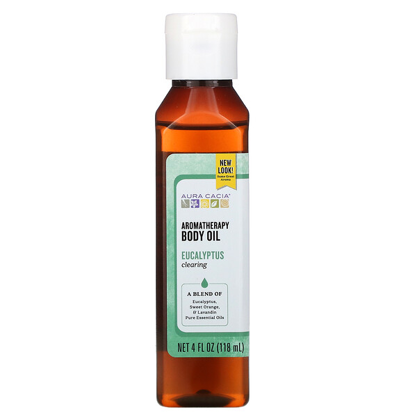 Aura Cacia‏, Aromatherapy Body Oil, Clearing Eucalyptus, 4 fl oz (118 ml)