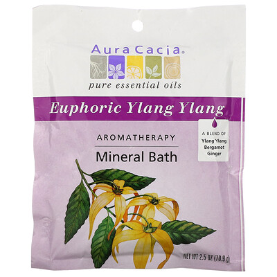 Aura Cacia Ароматерапевтическая минеральная ванна, Euphoric Ylang Ylang, 70.9 г