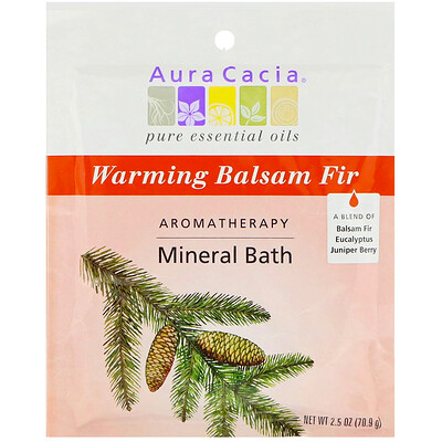 Aura Cacia Ароматерапевтическое минеральное средство для ванны, согревающая бальзамическая пихта, 2,5 унции (70,9 г)