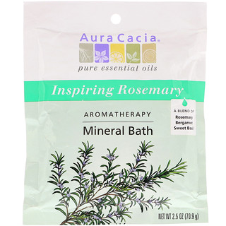 Aura Cacia, Ароматерапевтическое минеральное средство для ванны, вдохновляющий розмарин, 2,5 унции (70,9 г)