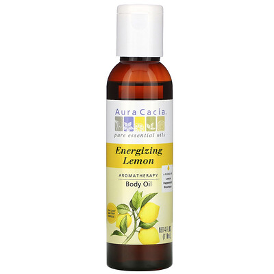 

Aura Cacia Ароматерапевтическое масло для тела, бодрящий лимон, 4 жидких унции (118 мл)