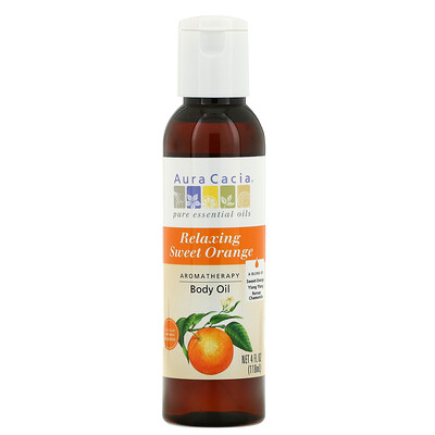 Купить Aura Cacia Ароматерапия масло для тела, расслабляющий сладкий апельсин, 4 жидких унций (118 мл)