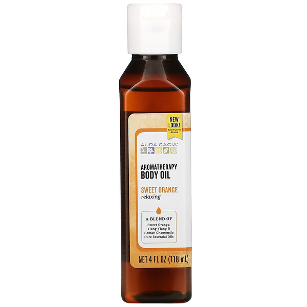 Aura Cacia‏, שמן גוף ארומתרפי, מרגיע, תפוז מתוק, 118 מ“ל (4 אונקיות נוזל)