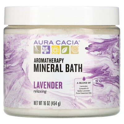 Aura Cacia Ароматерапевтическое минеральное средство для ванны, расслабляющая лаванда, 16 унций (454 г)