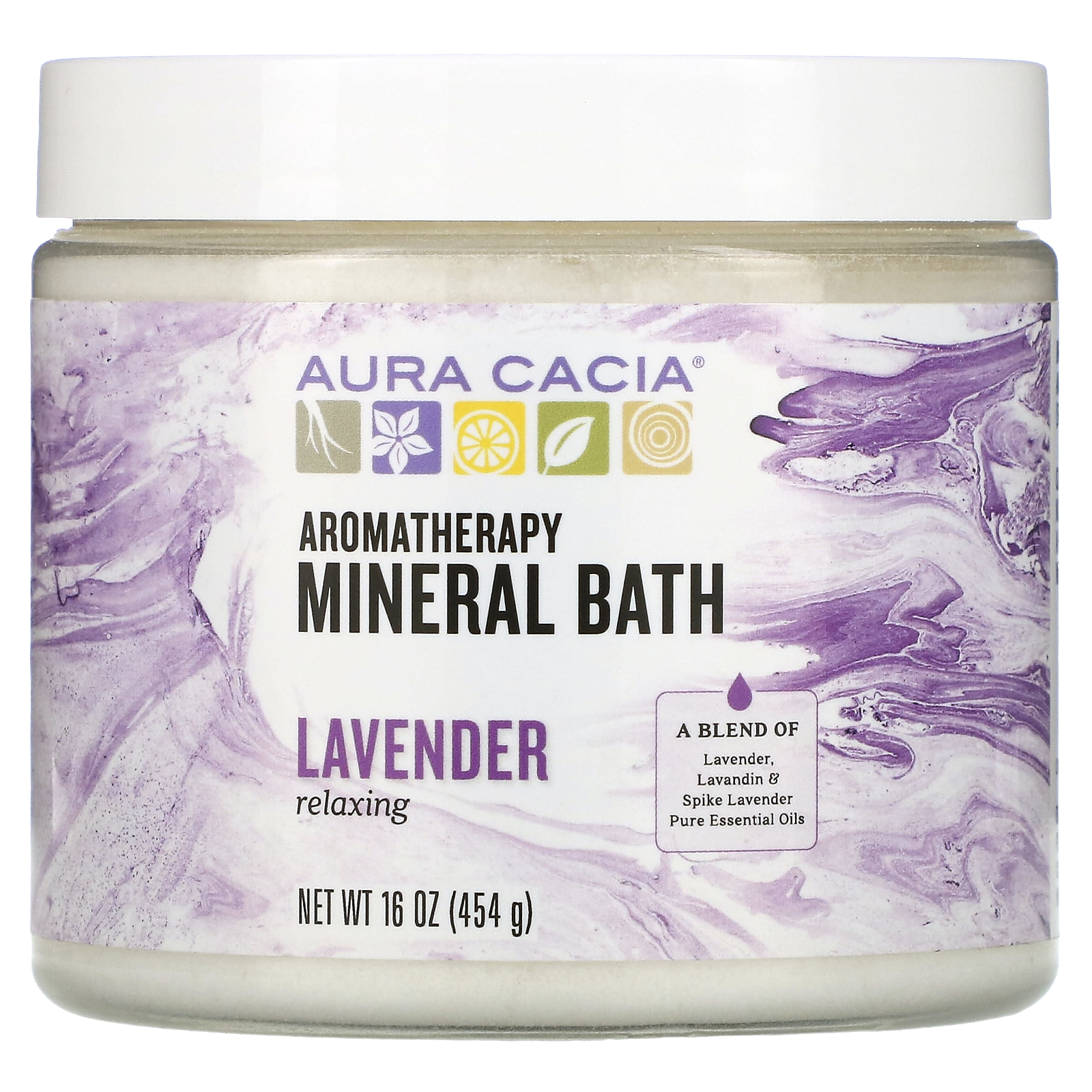 Aura Cacia, Aromatherapy Mineral Bath, Relaxing Lavender, 16 oz (454 g)