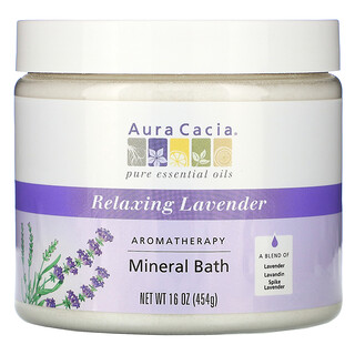 Aura Cacia, Aromatherapy Mineral Bath, Relaxing Lavender, 16 oz (454 g)