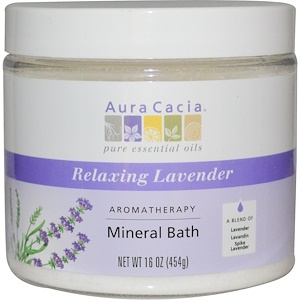 Купить Aura Cacia, Ароматерапевтическое минеральное средство для ванны, расслабляющая лаванда, 16 унций (454 г)  на IHerb