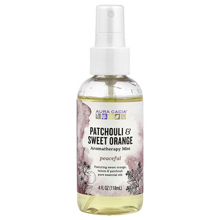 Aura Cacia, Bruma de aromaterapia, Pachuli y naranja dulce, 118 ml (4 oz. líq.)