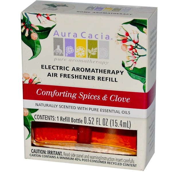 Aura Cacia, Electric Aromatherapy Air Freshener Refill, Comforting Spices & Clove, 0.52 fl oz (15.4 ml) (Discontinued Item) 