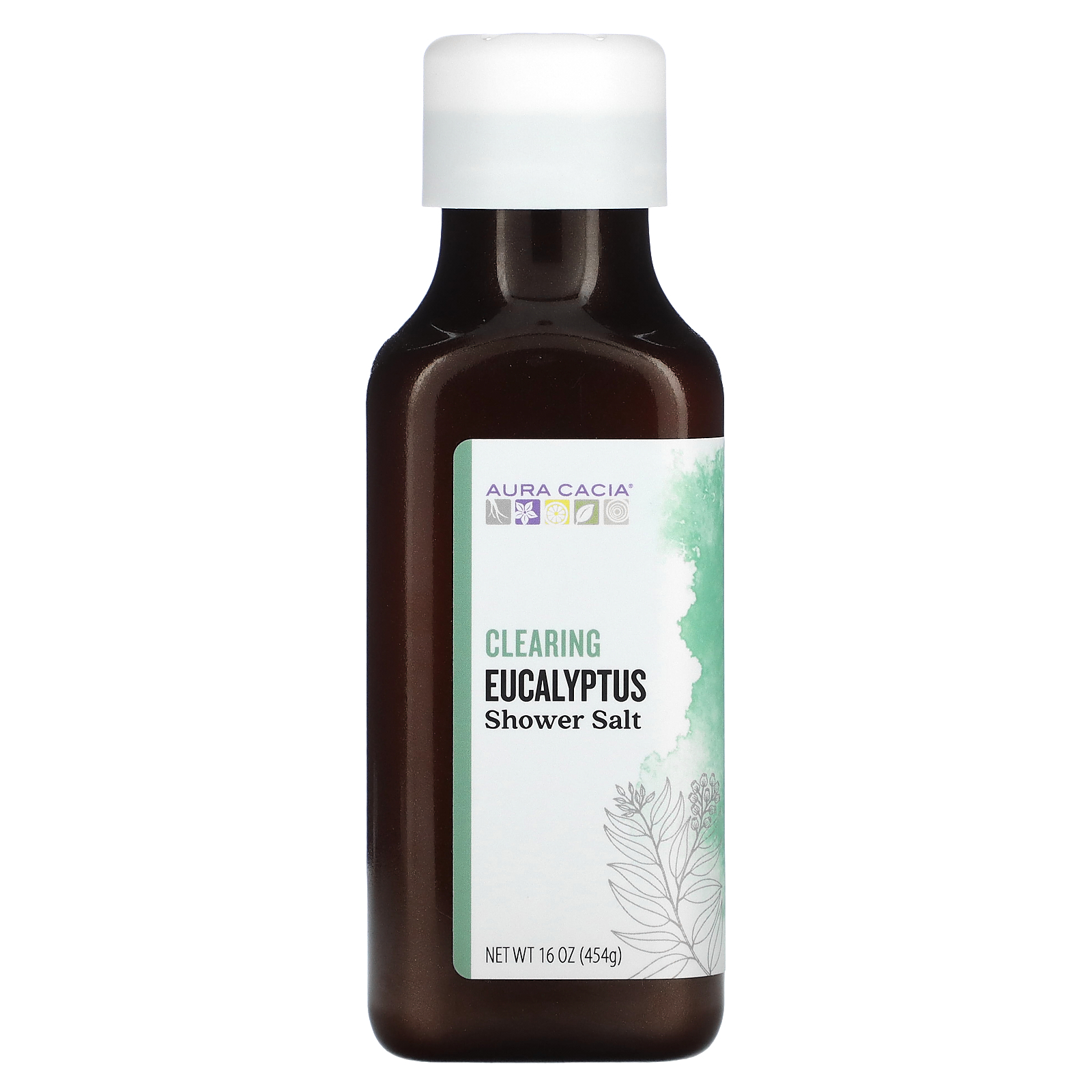 Aura Cacia (아우라 카시아), 샤워 소금, 클리어링 유칼립투스, 454g (16 oz) (판매가 중단된 상품)