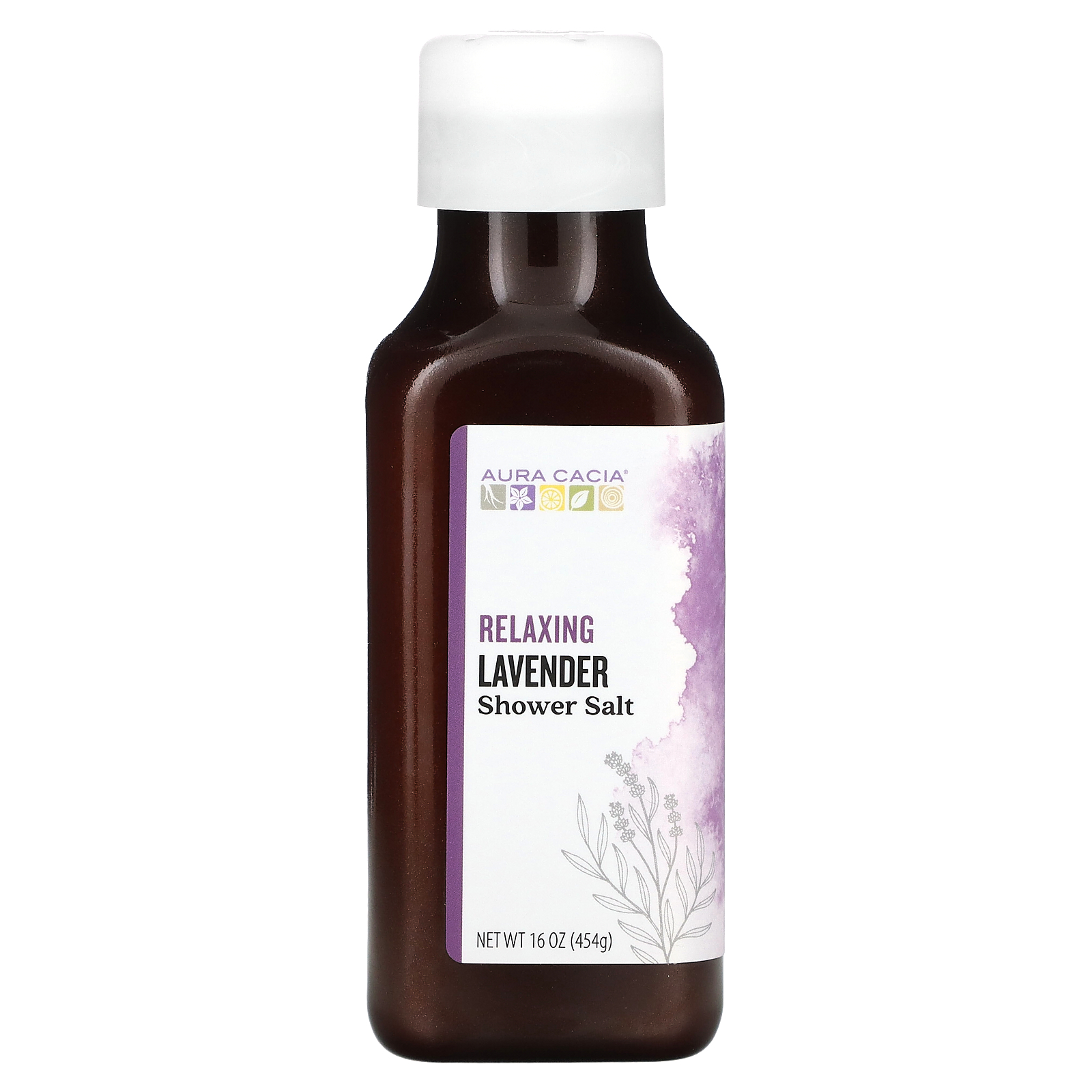 Aura Cacia (아우라 카시아), 샤워 솔트, 릴렉싱 라벤더, 454g(16oz) (판매가 중단된 상품)