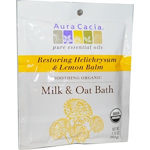Отзывы о Аура Кация, Organic, Milk & Oat Bath, Restoring Helichrysum & Lemon Balm, 1.75 oz (49.6 g)